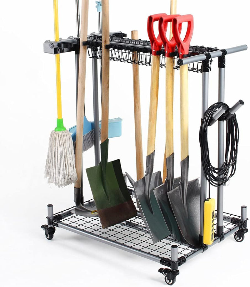 Metal Garden Tool Organizer Large Tool Rack Garage Storage Holder U8247