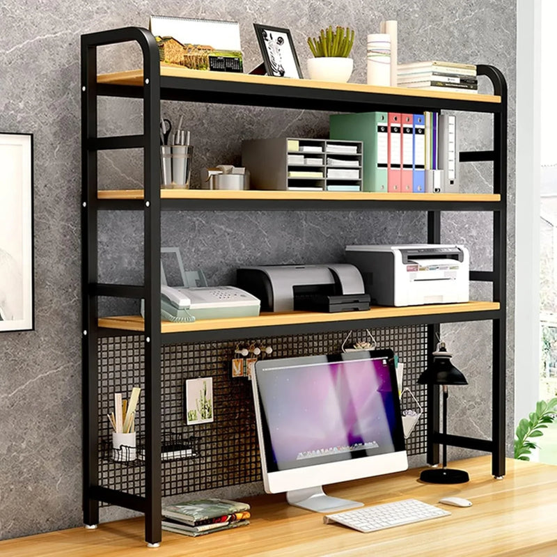 Desktop Bookshelf Adjustable Desk Bookshelf Organizer Rack - Countertop Hutch Bookshelf, 3-Tier Bookshelf Desk Shelf, All Metal Desktop Bookcase for Computer Desk, for Home, Dorm, Office Supplies (Co S2115