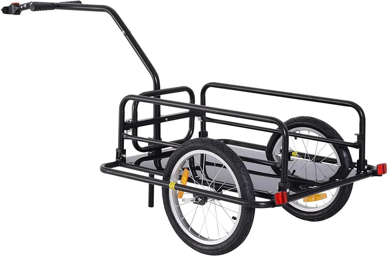 Foldable Bike Cargo Trailer, 80lbs Capacity, 16′′ Wheels, Black, with Hitch P9009