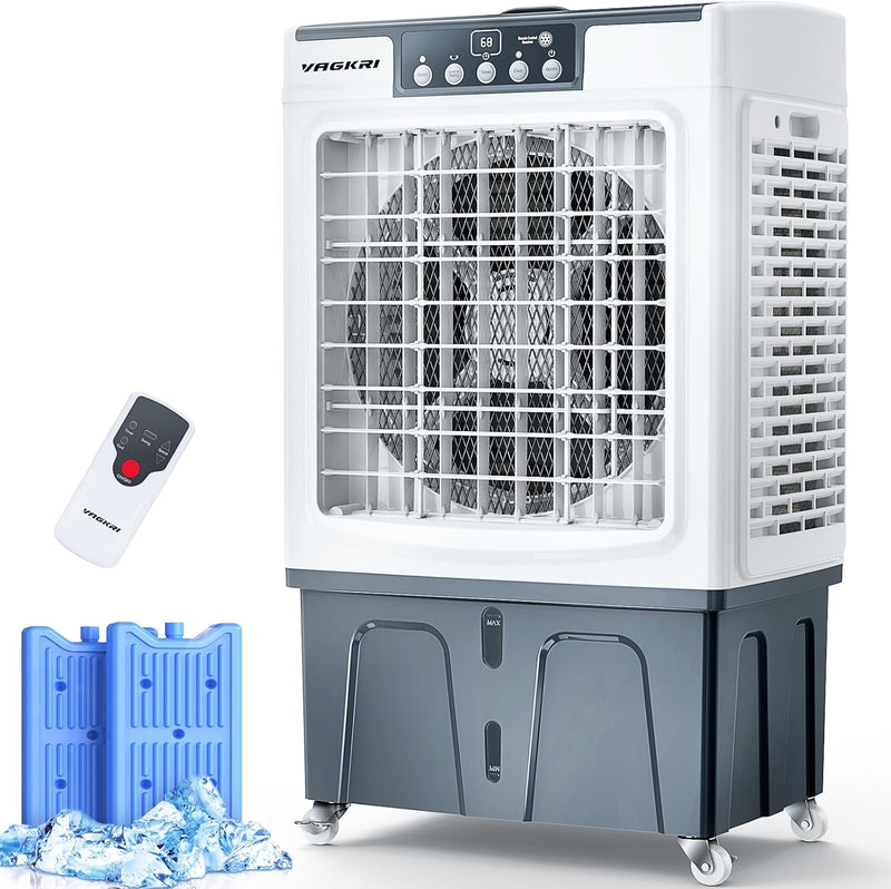 Evaporative Cooler, 2100CFM Air Cooler, 120°Oscillation Swamp Cooler with Remote Control, 24H Timer, 3 Wind Speeds for Outdoor Indoor Use,8 Gallon F1161