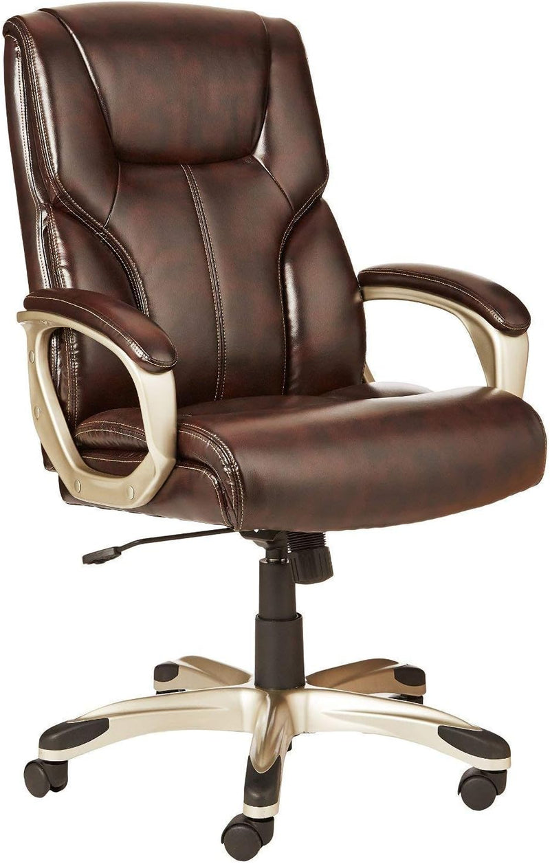 High-back executive office chair, adjustable in height, tiltable, rotatable, uniform size, white/mustard color A0456
