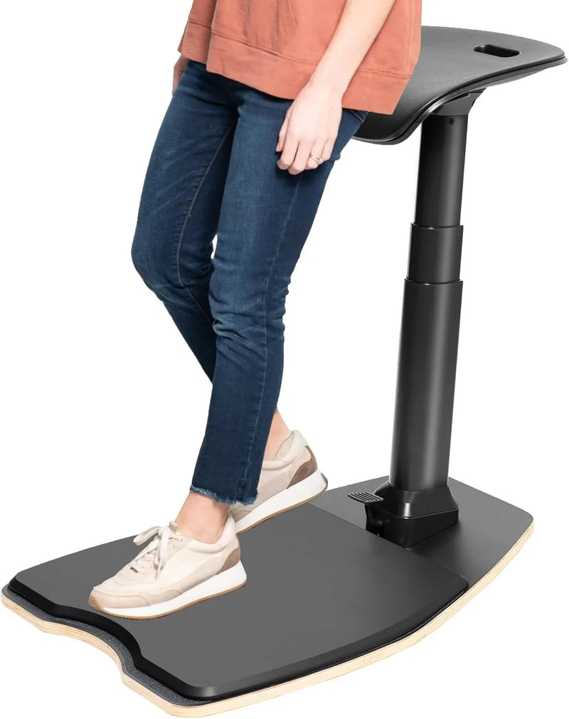 Ergonomic inclined standing desk with chair, portable height-adjustable anti-fatigue cushion, suitable for home and office, black M5914