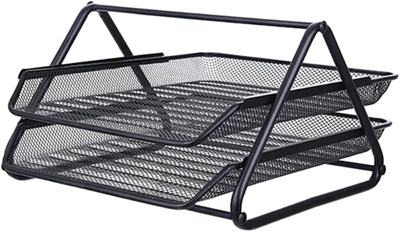 Metal Mesh 2 Tier Document Letter Tray Desk Organizer File Holder Magazine Notebook Organizer Office Supplies D1589