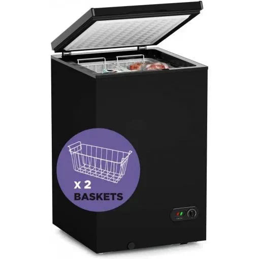 Chest Freezer – 3.5 Cu Ft with 2 Removable Baskets – Reach In Freezer Chest – Quiet Compact Freezer – 7 Temperature Settings – Black H1849