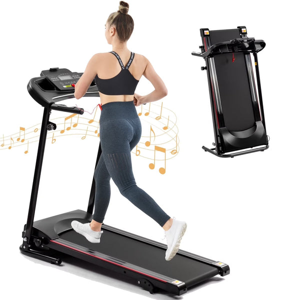 2.5HP Folding Treadmill with Incline, Electric Folding Treadmill for Walking Treadmill Machine 5 in LCD Screen 250 LB Capacity MP3 F3286