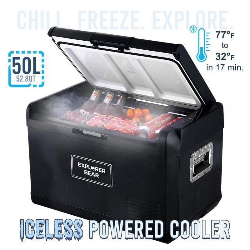 12V Car Fridge 50L 12/24V DC 110-240V AC Portable Freezer Compressor Cooler 0 H-50 H 3-Year Warranty V9648