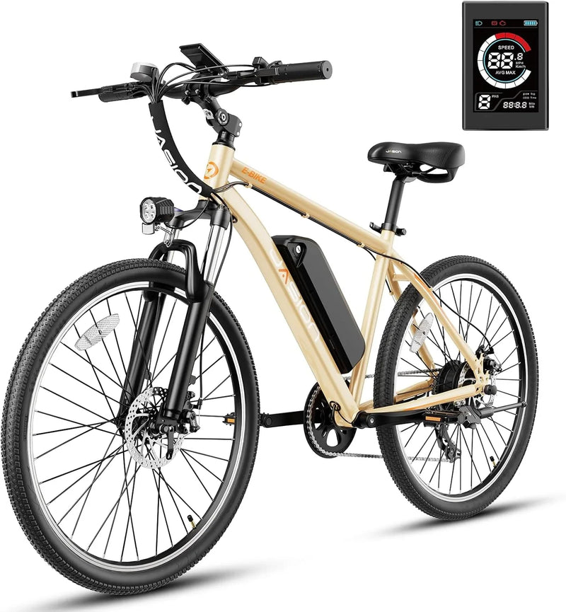 EB5 Electric Bike for Adults with Peak 500W Brushless Motor, 40Miles 20MPH Commuting Electric Mountain Bike with 360Wh Removable Battery, 7-Speed, 26" Tires and Front Fork Suspension F8160