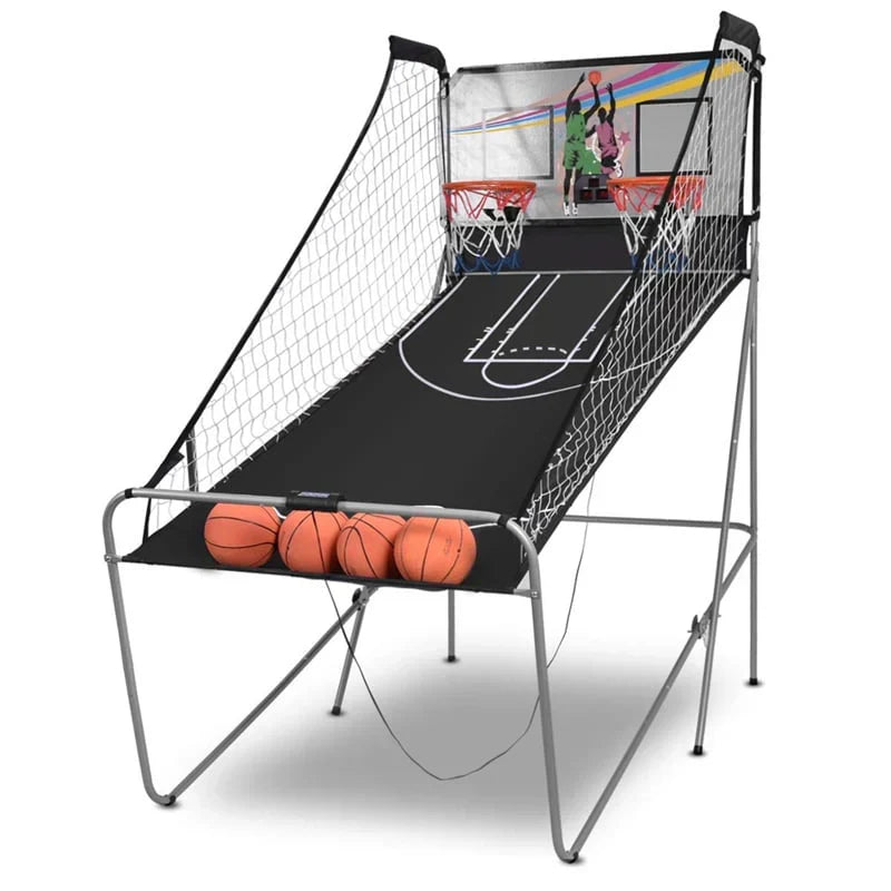Foldable Indoor Basketball Arcade Game with 4 Balls Electronic Double Shot LED Scoring System for Kids Adults J1747