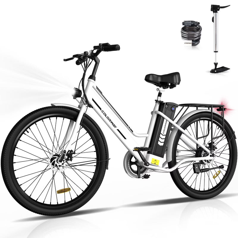 COLORWAY 26 in Electric Bike for Woman, 500W Powerful Motor, 36V 12AH Removable Battery E Bike, Max. Speed 19.9MPH Electric Bicycle UL2849 P7704