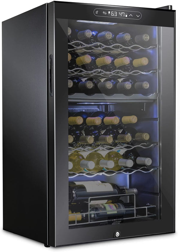 Schmecke Wine Fridge, Dual Freestanding Wine Refrigerator, 33 Bottle Wine Cooler Y4304