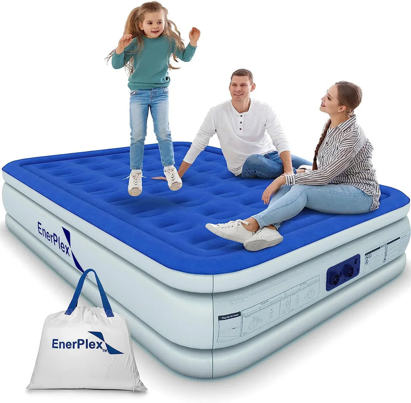EnerPlex Queen Air Mattress with Built-in Pump - 16 Inch Double Height Inflatable Mattress for Camping O1000