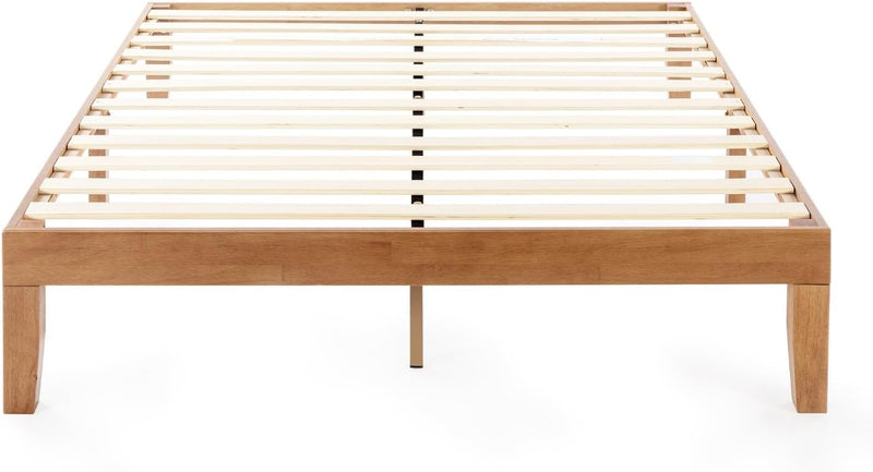12" Classic Solid Wood Platform Bed Frame w/Wooden Slats (No Box Spring Needed), Natural, Queen Size Z0761
