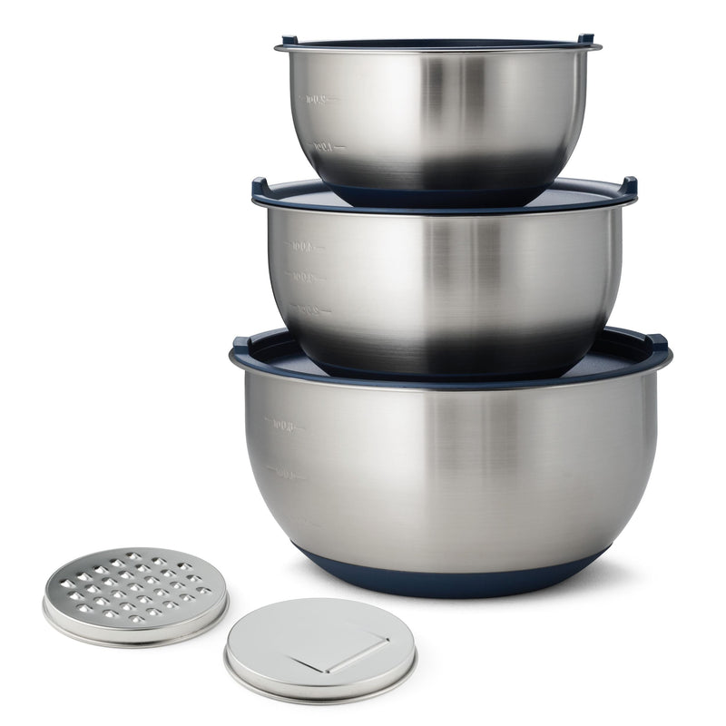 8-Piece Stainless Steel Mixing Bowl and Grater Set with Lids D4470