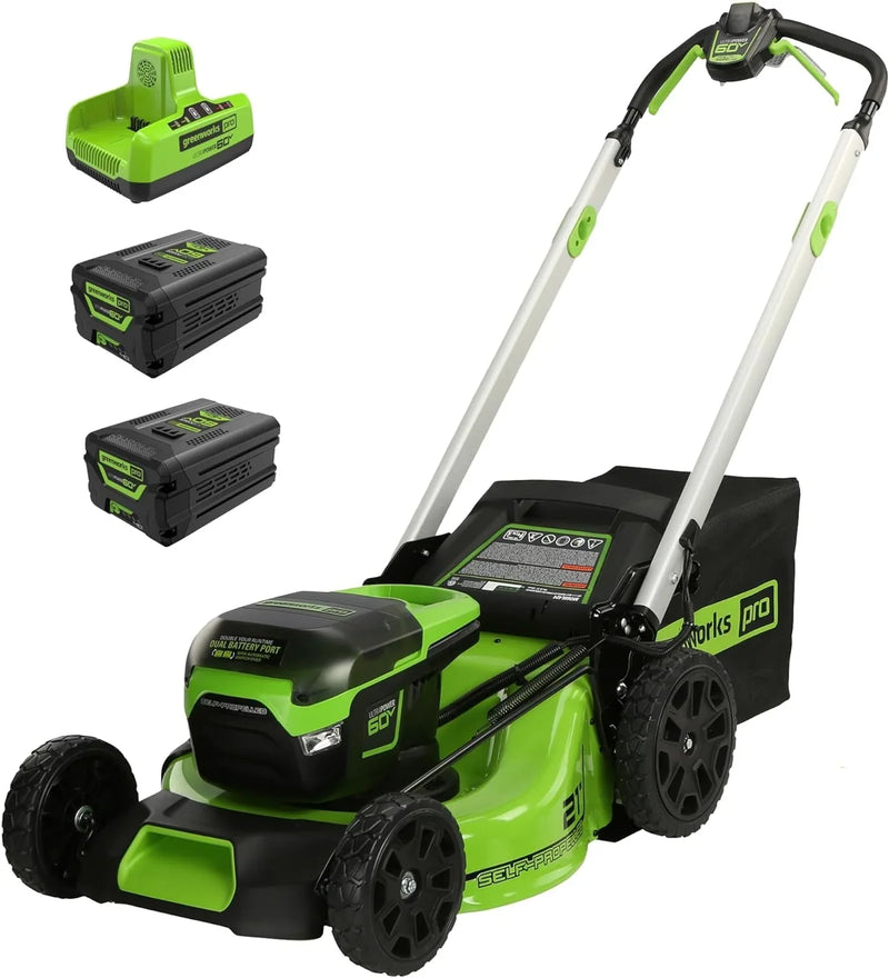 60V 21” Cordless (Self-Propelled) Lawn Mower, 2 x 4.0Ah Batteries and Dual Port Rapid Charger P1346