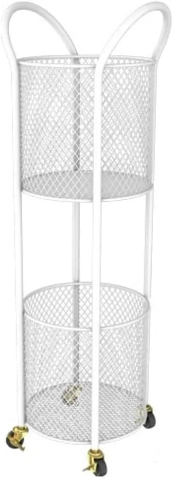2-Tier Laundry Hamper with Wheels, Iron Basket for Bedroom, Bathroom, Dorm, Large Capacity Clothes Room, Easy to Move & Store R0287