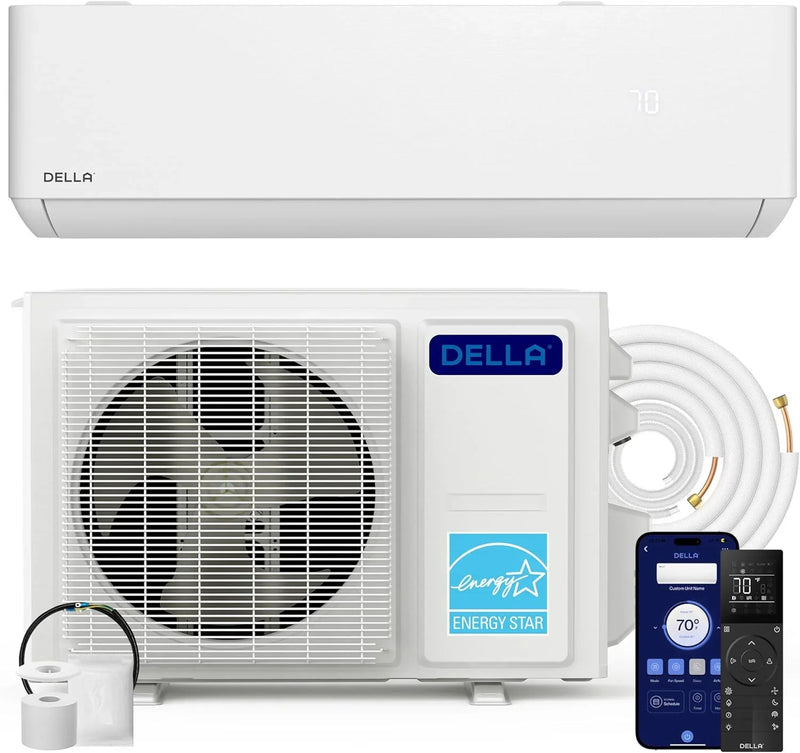 Hyper Heat Lower as -13°F 9,000 BTU WiFi Mini Split,Work with Alexa,Energy Star 115V 23 SEER2,Cools Up to 400 Sq. Ft,Inverter AC with 0.75 Ton Pre-Charged Heat Pump & 16.4ft Installation Kits U5407