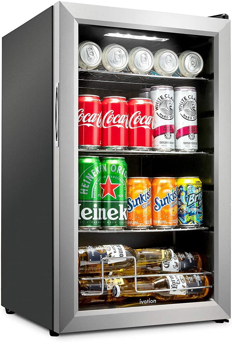 Ivation 101-Bottle Wine Cellar, Freestanding Mini Fridge - Stainless Steel Q4490