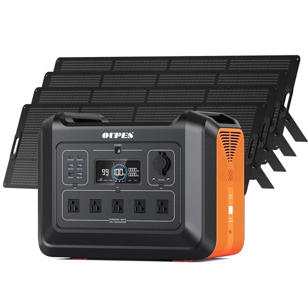 OUPES 2400W 2232Wh Portable Power Station with 4x240W Solar Panel,Solar Generator for Outdoor Camping,Home Backup,Emergency,RV T9736