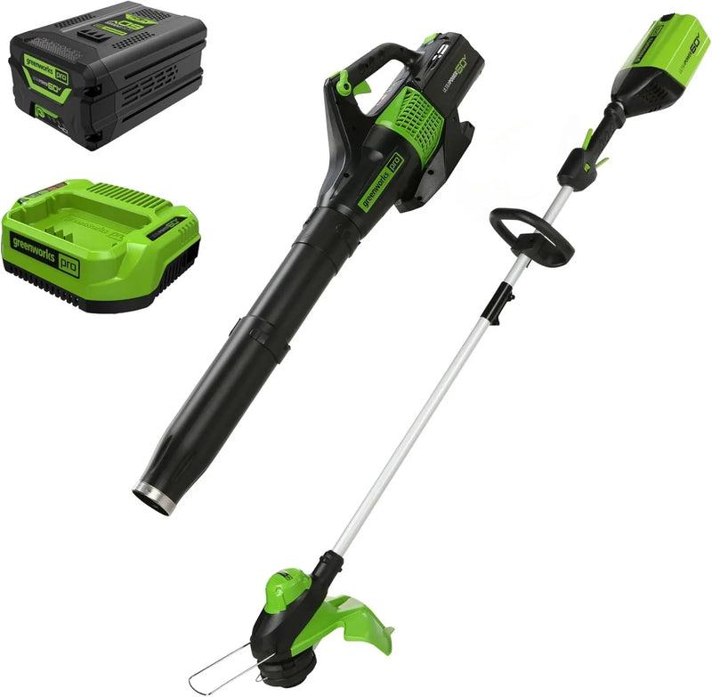 60V 13" Cordless String Trimmer & Leaf Blower Combo Kit, 4.0 Ah Battery and Charger Included H0326