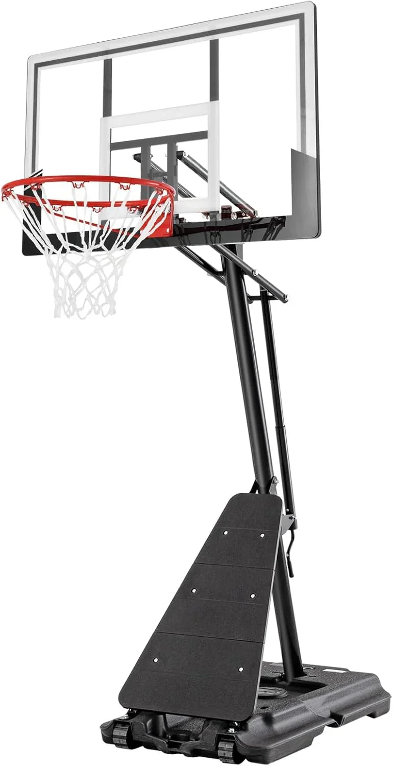 Basketball Hoop 48 Inch Backboard Portable Basketball Hoop Outdoor,5.3-10ft Stepless Regulation Crank Adjust Basketball Goal System K5091