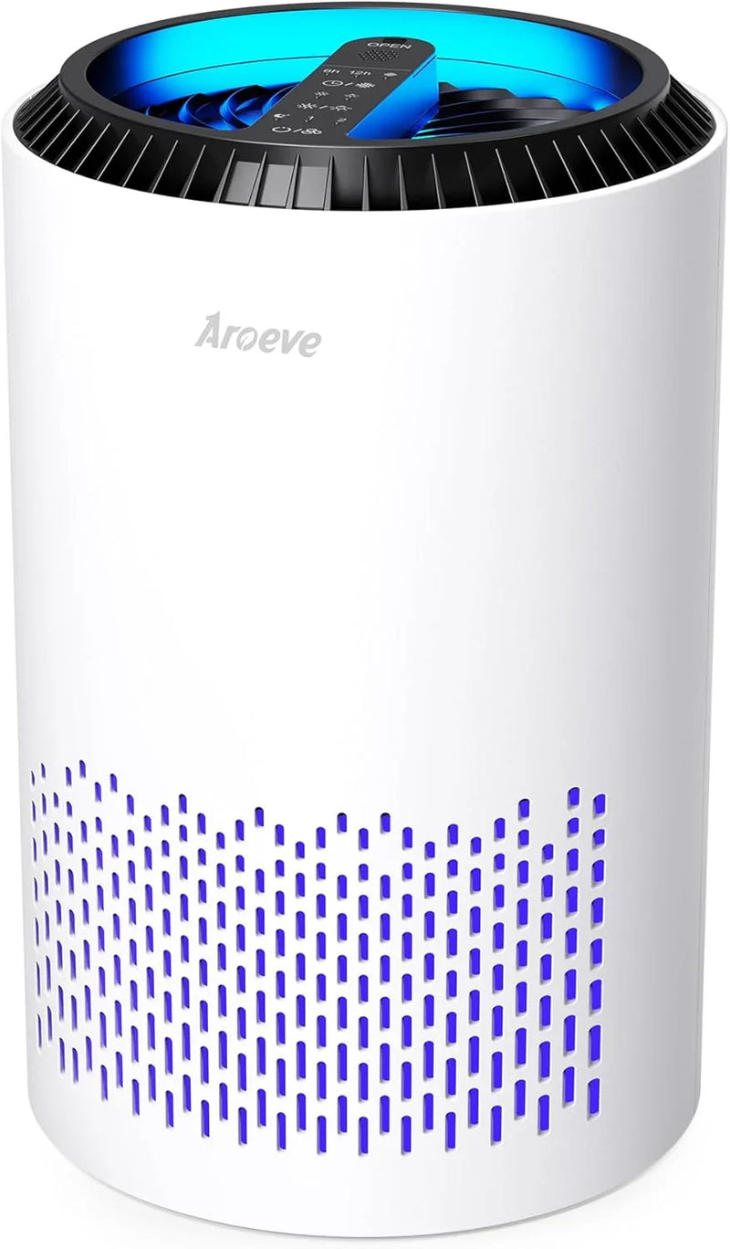 Bedroom household air purifier, with three layers of filters, capable of filtering smoke, pollen, allergens, pet dander and odors. The sleep mode helps improve sleep quality. Energy-saving design. Three wind speeds available. Suitable for H2384