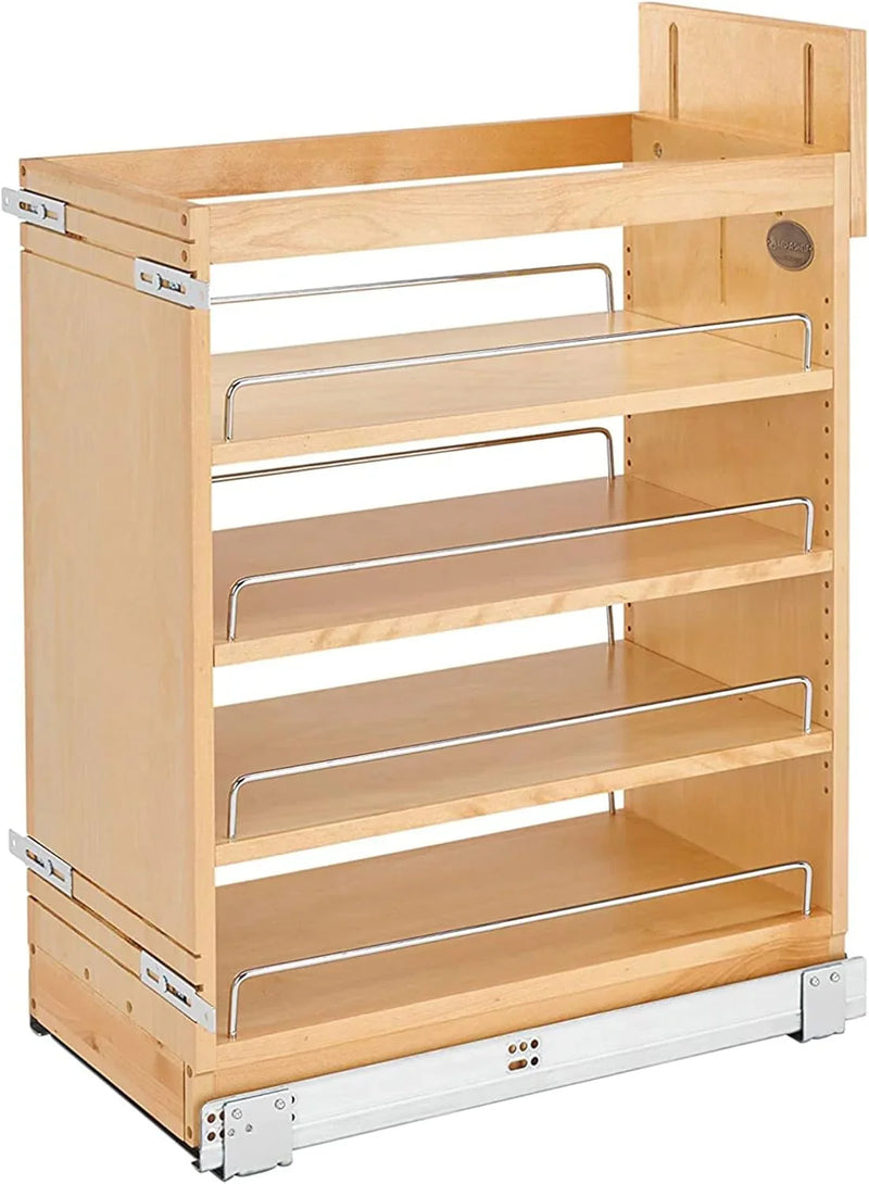 Retractable storage rack, suitable for kitchen/bathroom cabinets, equipped with soft-closing fully telescopic rails and adjustable shelves H4785