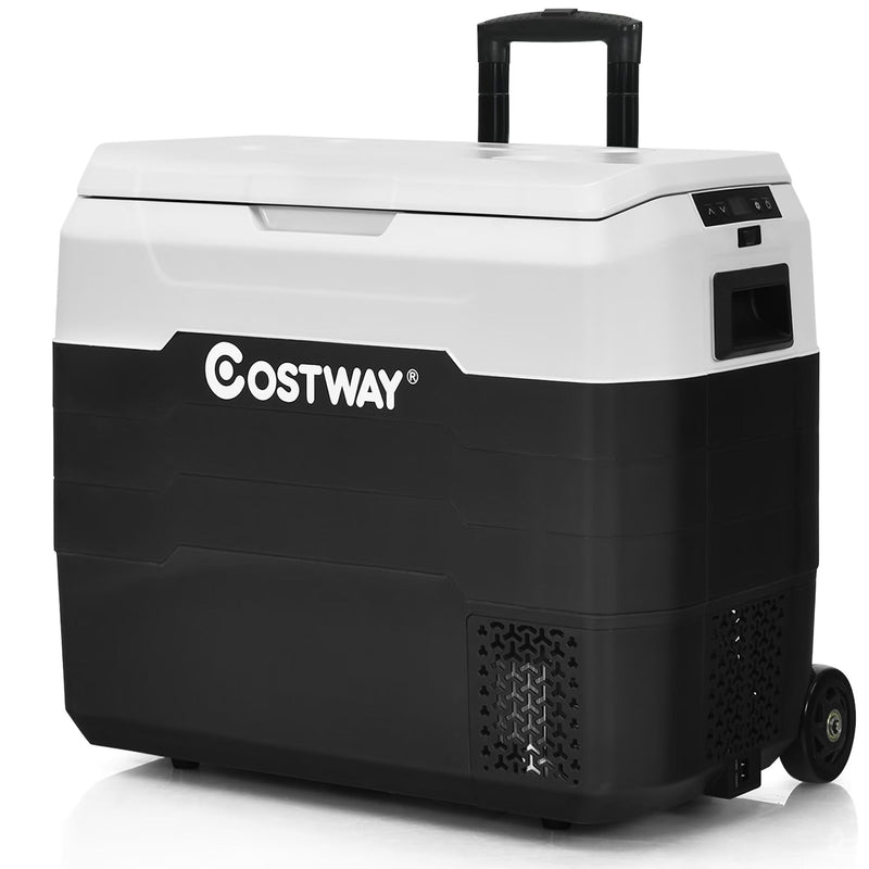 53 qt Wheeled Corded Electric Dual-Zone Portable Car Refrigerator, White R6810