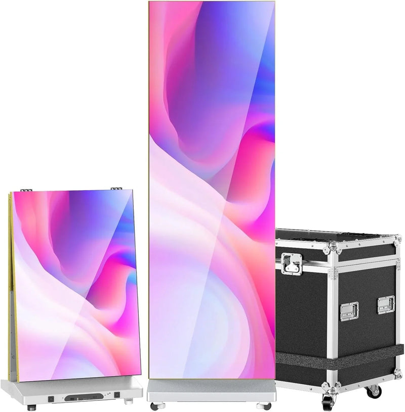 80" P1.86 Flexible Spliceable LED Poster Display – USB Plug-and-Play, Mobile & PC Remote Control, Digital Signage Advertising Screen (Silver, 1-Pack) H4424