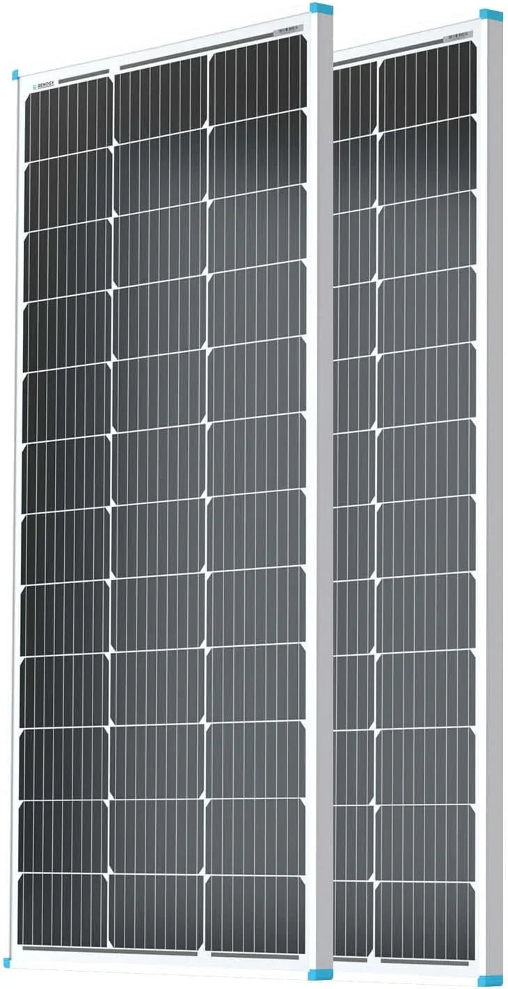 Solar Panel 100 Watt 12 Volt, High-Efficiency Monocrystalline PV Module Power Charger for RV Marine Rooftop Farm Battery and Other Off-Grid Applications, RNG-100D-SS, Single 100W C5561