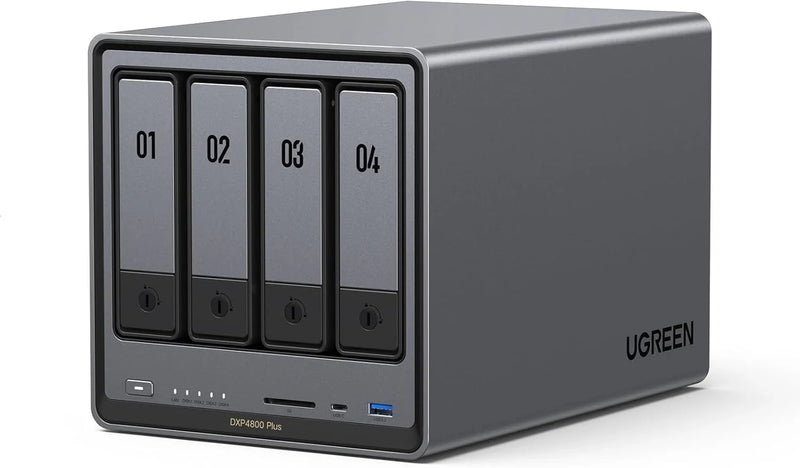 Four-slot desktop network storage device, equipped with Intel Pentium Gold 8505 octa-core processor, 8GB DDR5 memory, 128G solid-state drive, 1 10GbE network port, 1 2.5GbE network port, 2 M.2 NVMe slots, 4K HDMI interface, network storage device (wi I237