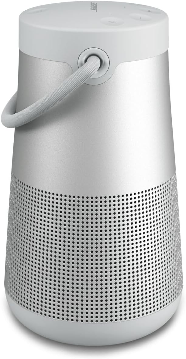 Wireless speaker, portable speaker with microphone, wireless and waterproof, 360-degree omnidirectional sound output, long-lasting battery and handle, silver appearance Q8643