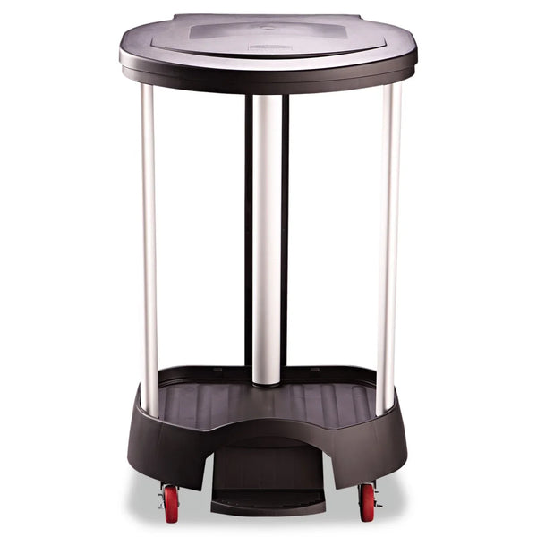 Administrative series floor-standing clothing storage basket / laundry basket, with front locking casters, capacity 30 gallons, black, without handle cover, suitable for hospitals / medical laboratories / commercial premises U9596