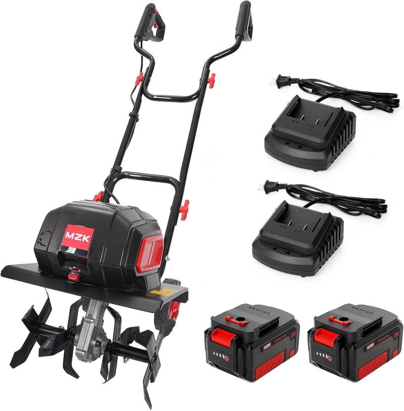 40V 12-inch Cordless Garden Tiller, Battery Powered Garden Cultivator, 2 * 4.0Ah Battery and Fast Charger Included Z4076
