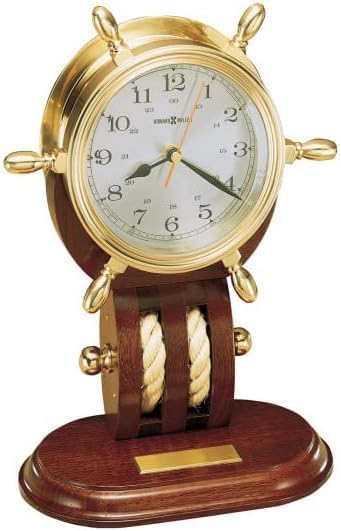 Type II Wall Clock 549-644 - Climate and Navigation Series Pure Brass Ship Rudder Decorative Model, with Redwood Base and Quartz Movement A2190