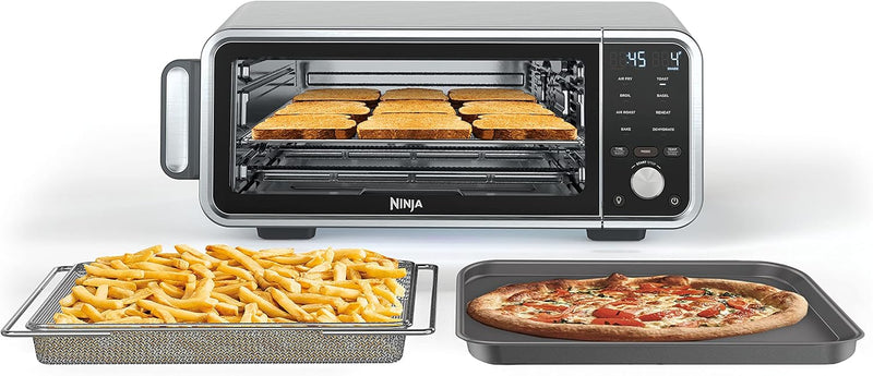 Toaster oven, air fryer, thermometer, toaster-air fryer combo, stainless steel material, quick cooking, french fries, frozen food, air frying, dehydrating, heating, 13 functions, less oil usage, flip-type oven C4988