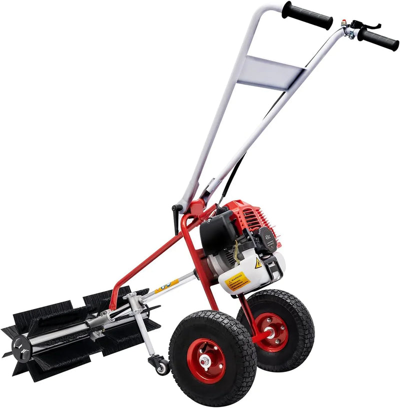 43cc 1.7HP Gas Powered Broom, 2 Stroke Power Sweeper Handheld Gasoline Power Broom Sweeping Machine for Garden Lawn Yard Sidewalk Driveway Turf Grass Cleaning, 600mm Nylon Brush Sweeping broom L3113