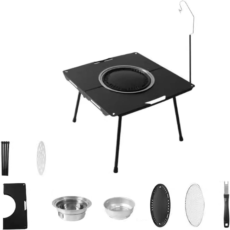 Outdoor Grill Table Foldable, Easy to Carry Can Hang Items Multi-Purpose, Aluminum Alloy, Portable Camping Table Foldable, for Picnic, BBQ, Making Tea K2507