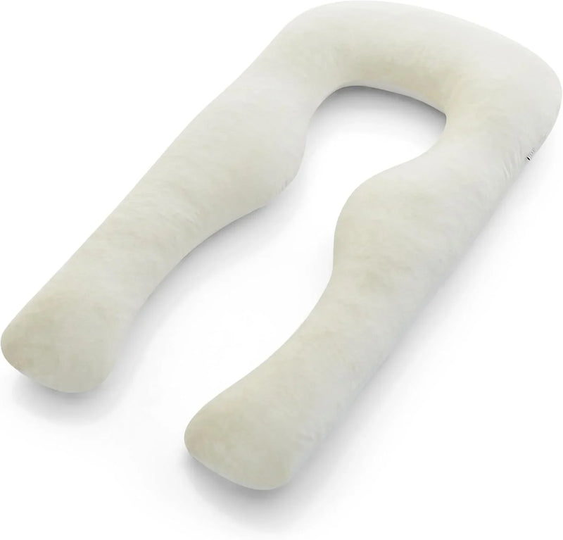 Body Pillow | Elegant U-shaped Pregnancy Pillow - Organic Bamboo Fiber Cotton - Crushed Cooling Gel Filling - Ergonomic Design - Dual-Sided Use - Washable N6699