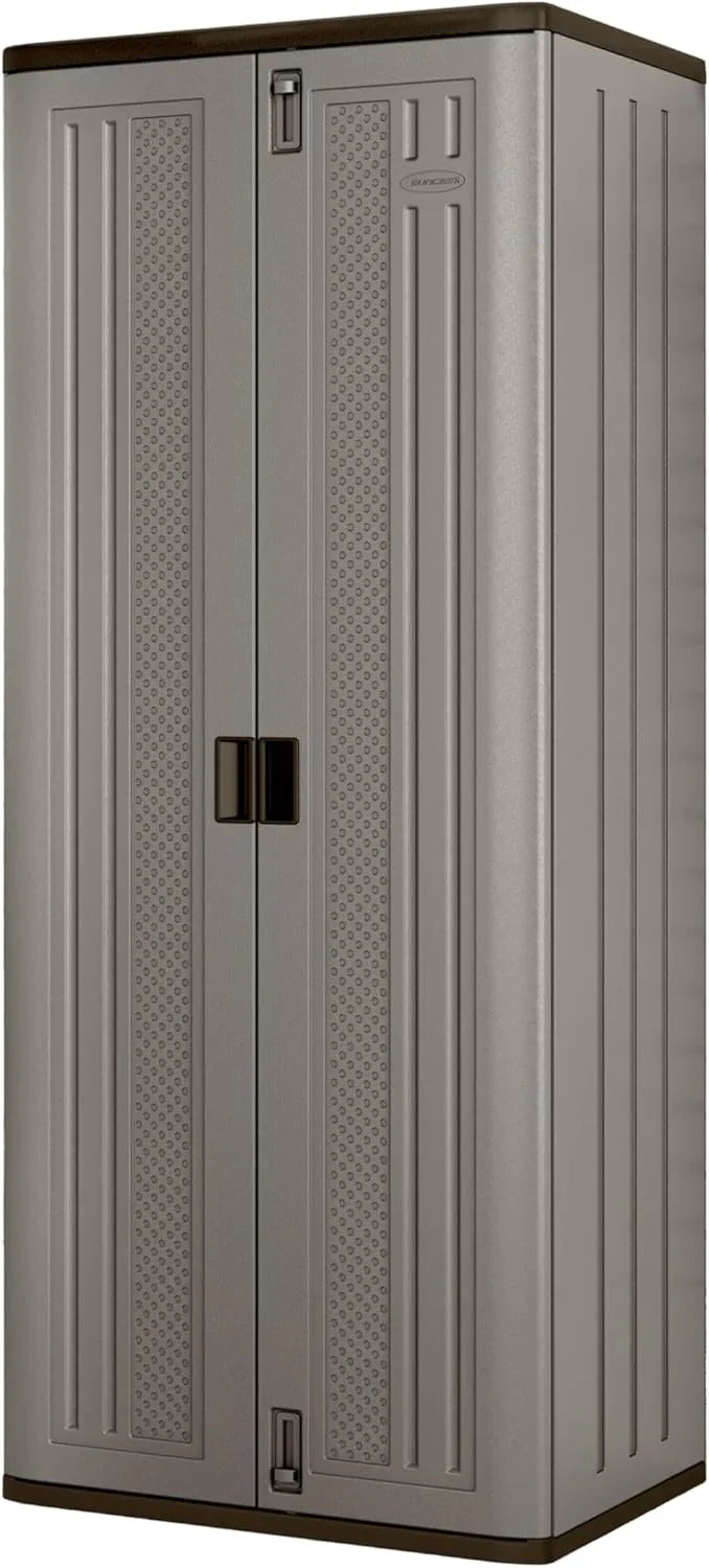 72-Inch Platinum Resin Storage Cabinet with Durable Double-Wall Construction, and Metal-Reinforced Shelves for Basement, Utility Room and Garage Storage, Platinum, Made in the USA M0664