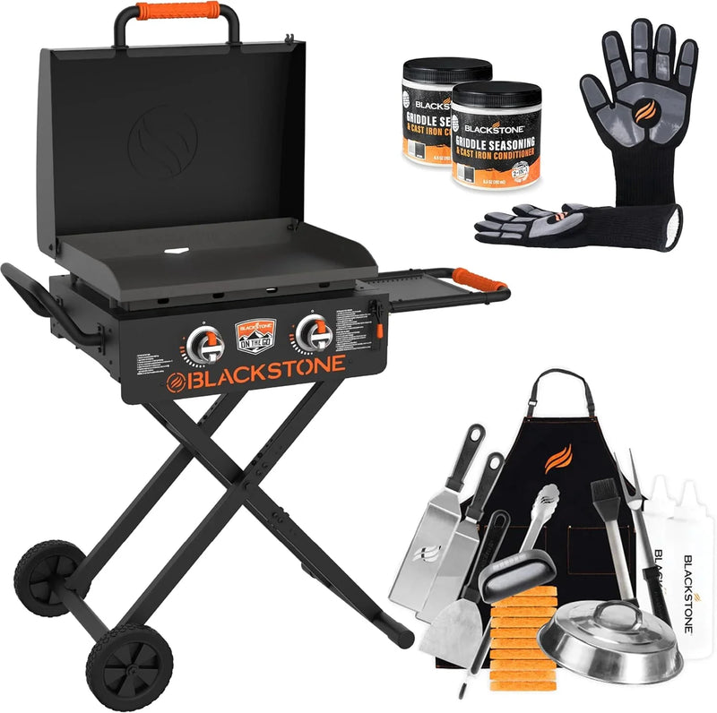 22 Inch Griddle - Portable Omnivore Grill with Flexfold Legs, Includes Accessories, Seasoning, and Griddle Gloves B0772