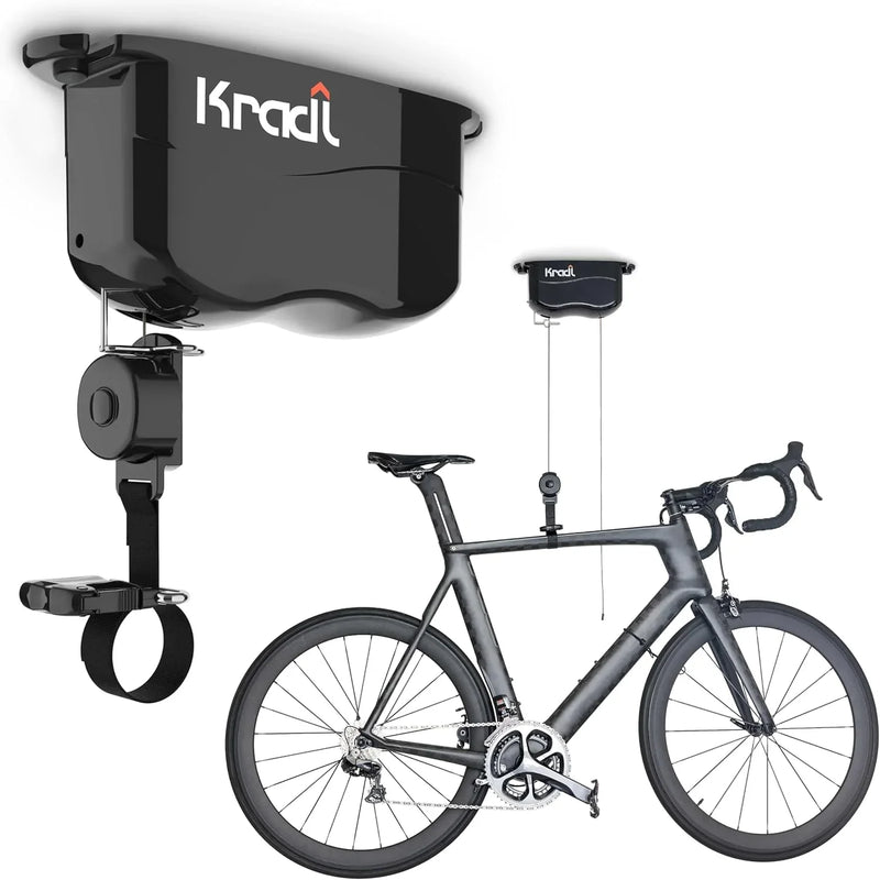 Wall-mounted bicycle lifting frame and storage rack. A bicycle storage and lifting frame that does not require electricity, nor clumsy ropes or pulleys. X6093