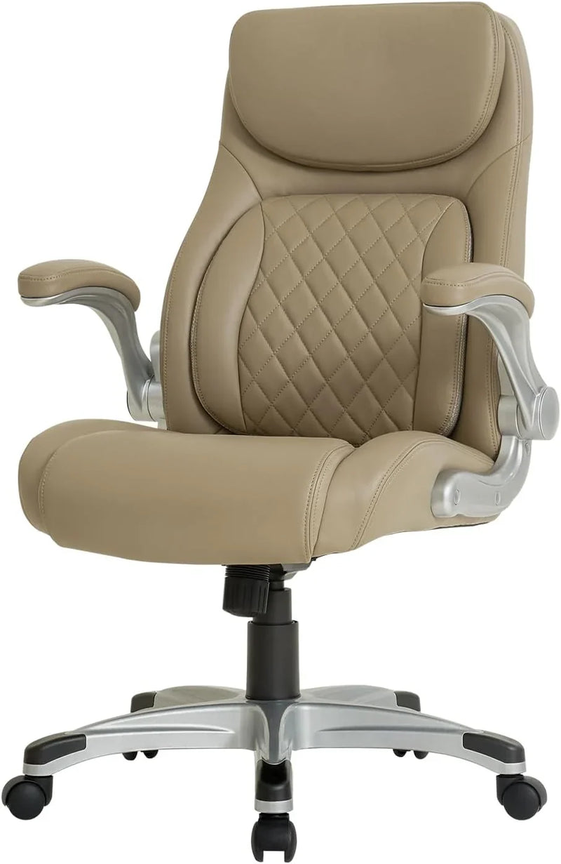 Ergonomic elastic polyurethane leather office chair, high-back modern executive office chair, equipped with 5 adjustable lumbar support cushions, tilting function, and reversible armrests. It is a comfortable home office computer desk X2887