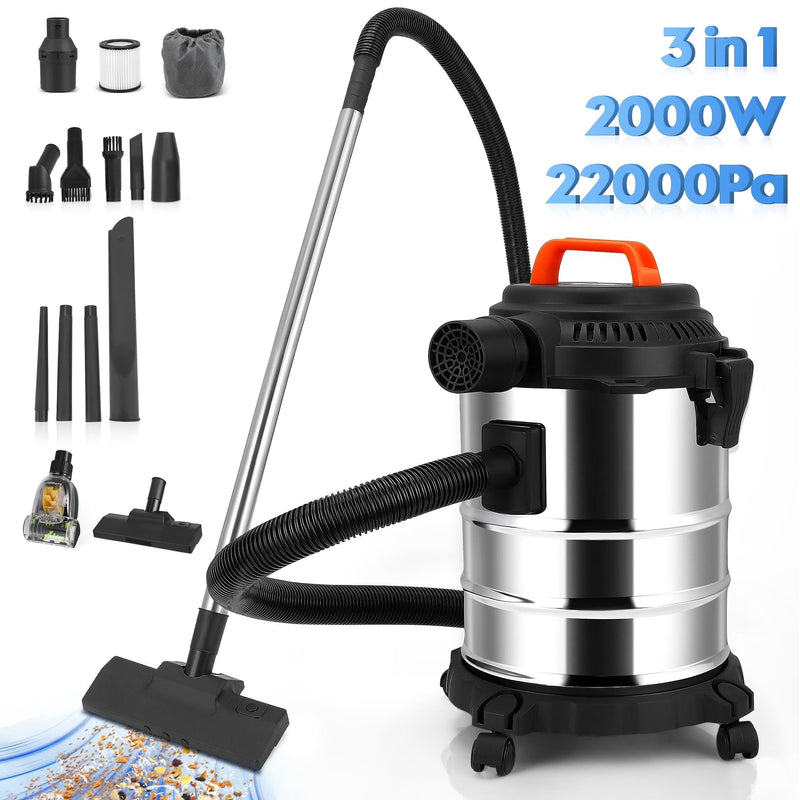 RELOIVE Wet Dry Vacuum,4.5 Gallon 2000W 6.5 Peak HP,3-in-1 Stainless Steel Shop Vacuum Wet and Dry,with Filter and Attachments for House Garage... C2878