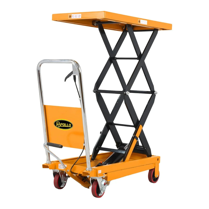 Hydraulic Lift Table Cart – 770 lbs Capacity, 51" Max Height, Double Scissor Lift with Safety Guard & 4 Wheels G3775