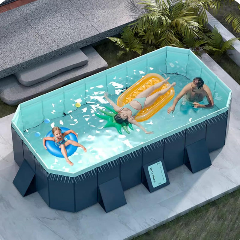 Pool Above Ground/Wood Frame Swimming Pools, 5feet/ 6foot/ 7ft/ 8ft/ 9ft/ 13ft Long Outdoor Mini Large Rectangular Pool for Indoor Outdoor Backyard Home, Toddler Adults Relax Pool (Size: 1.6x1.2x0. D7166
