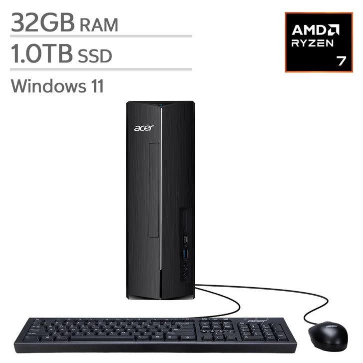 Acer Aspire Slim Desktop, AMD Ryzen 7 7730U - 32GB RAM, 1TB SSD N7899