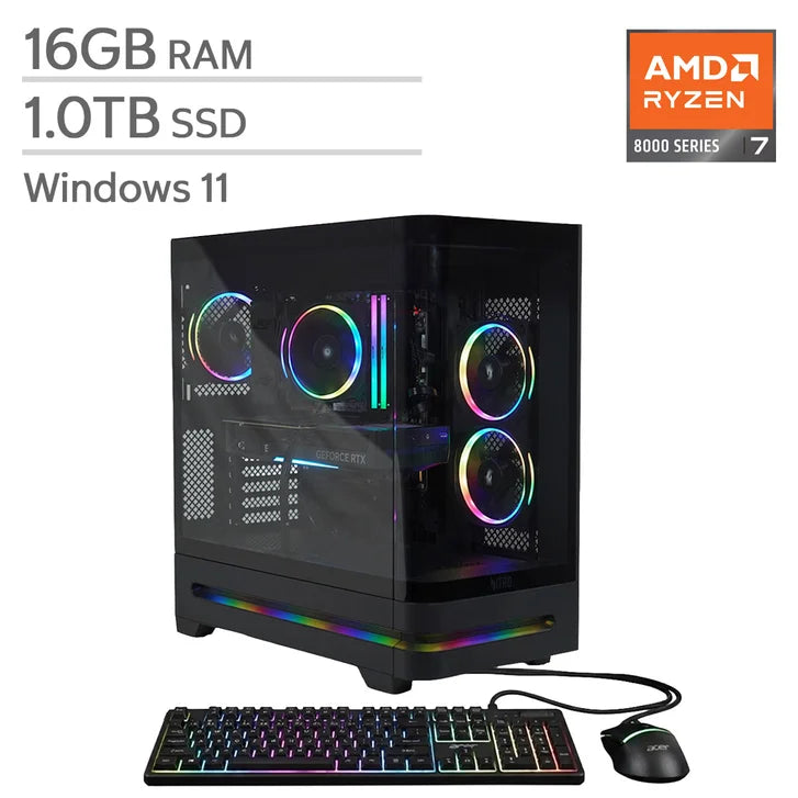 Acer Nitro 85 Gaming Desktop, AMD Ryzen 7 8700F - 16GB RAM, 1 TB SSD, NVIDIA GeForce RTX 5060 F2730