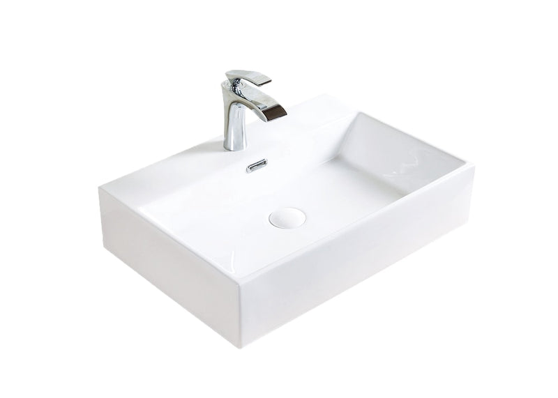 Bath Raylee Ceramic Vessel Bathroom Sink/Basin with Overflow, Glossy White Y7517