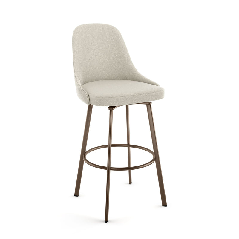 Harper Swivel Counter Stool with Backrest, Bronze Frame & Cream Fabric, 26-in D2763