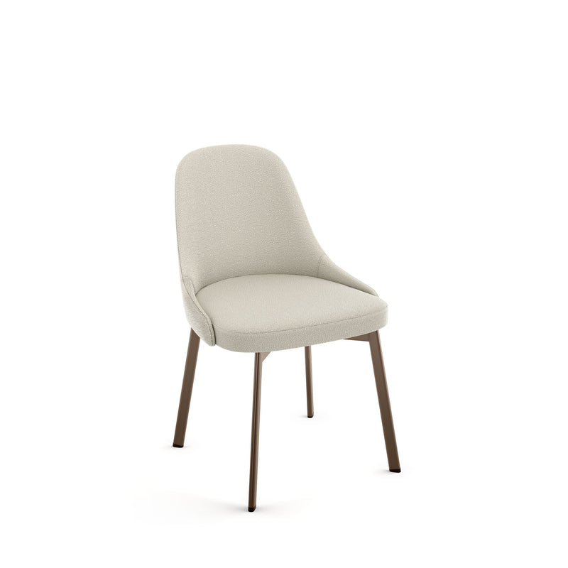 Harper Upholstered Dining Chair, Boucle Polyester Fabric & Bronze Metal Frame O9374